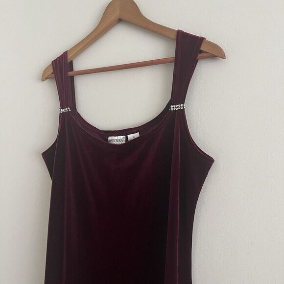 Vintage Fashion Bug Velvet Maxi Dress 16 Burgundy Slip Y2K Whimsigoth Fairy - Picture 7 of 13
